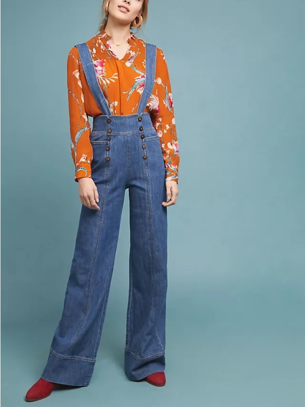 Pilcro x Anthropologie Women’s Bibbed Denim Jumpsuit Size 25